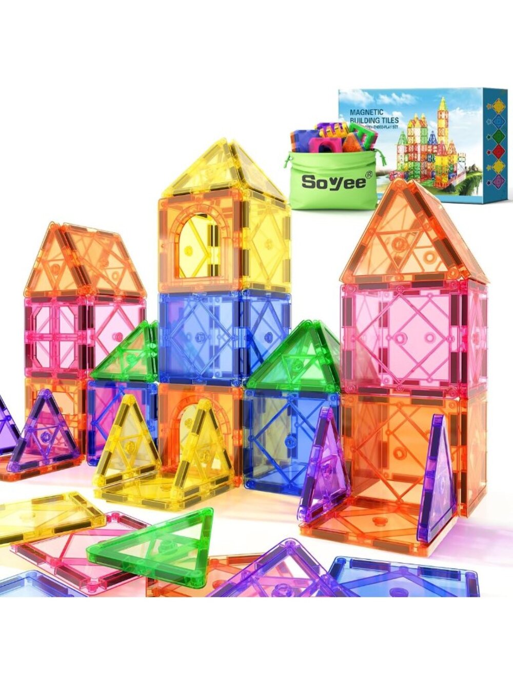 Magnetic Building Tiles for Kids 3-12 | STEM Educational Sensory Toys, Outdoor